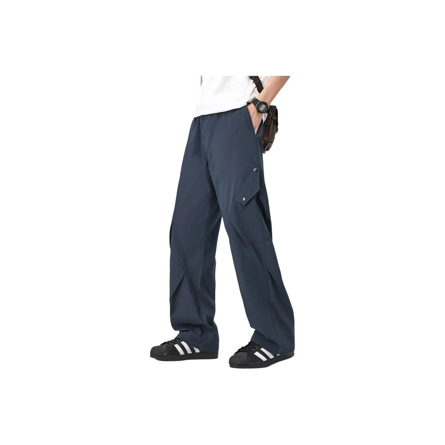 KPADB Ice Silk Cargo Pants Men's Loose Fit Straight Fit Cargo Pants Unisex