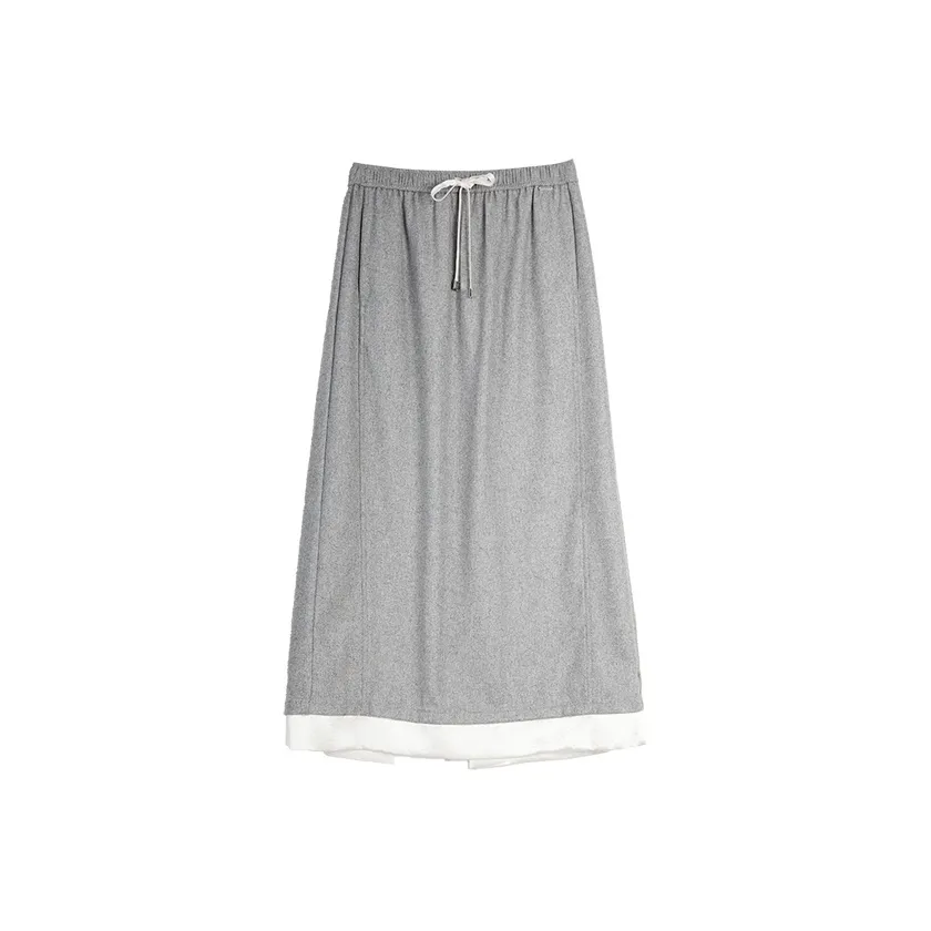 ELLE Светло-серый Женский Повседневный Длинный Юбка