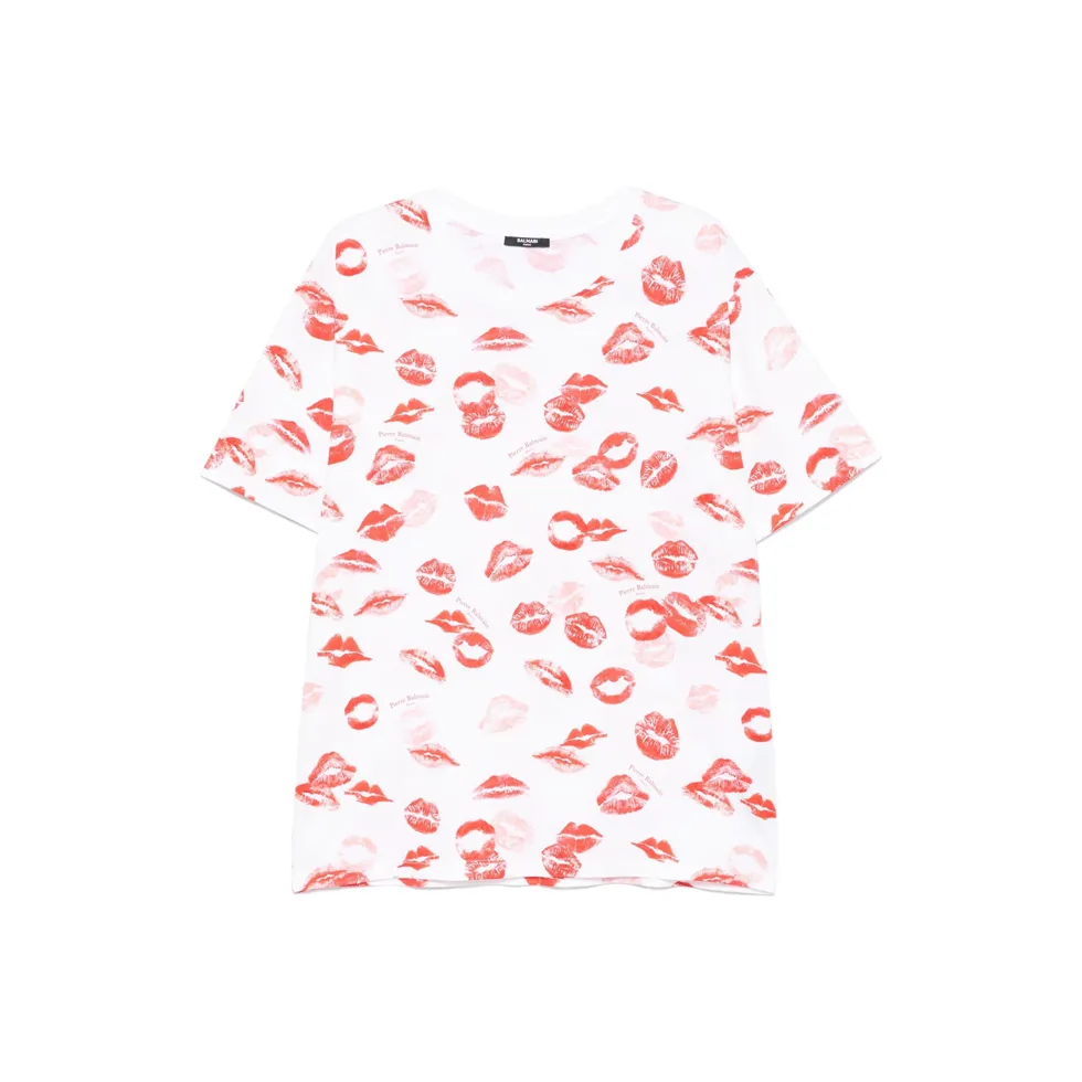 BALMAIN Kiss print T shirt