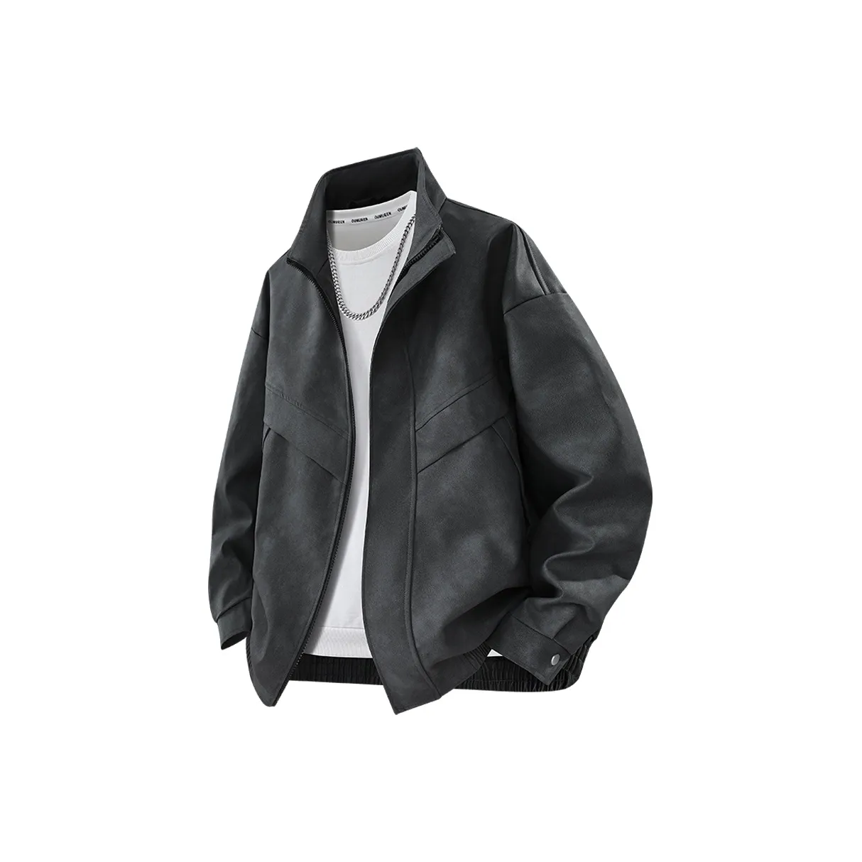 PGNC American Casual Vintage Fashion Trend Leather Jacket Coat Men's