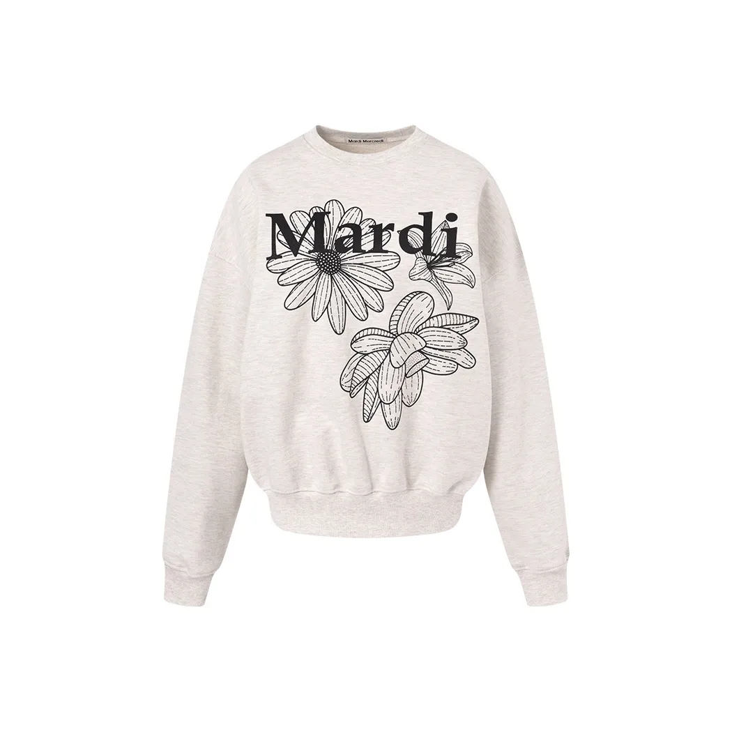 MARDI MERCREDI Three Flowers Collection Овсянка Черный Женский Свитшот