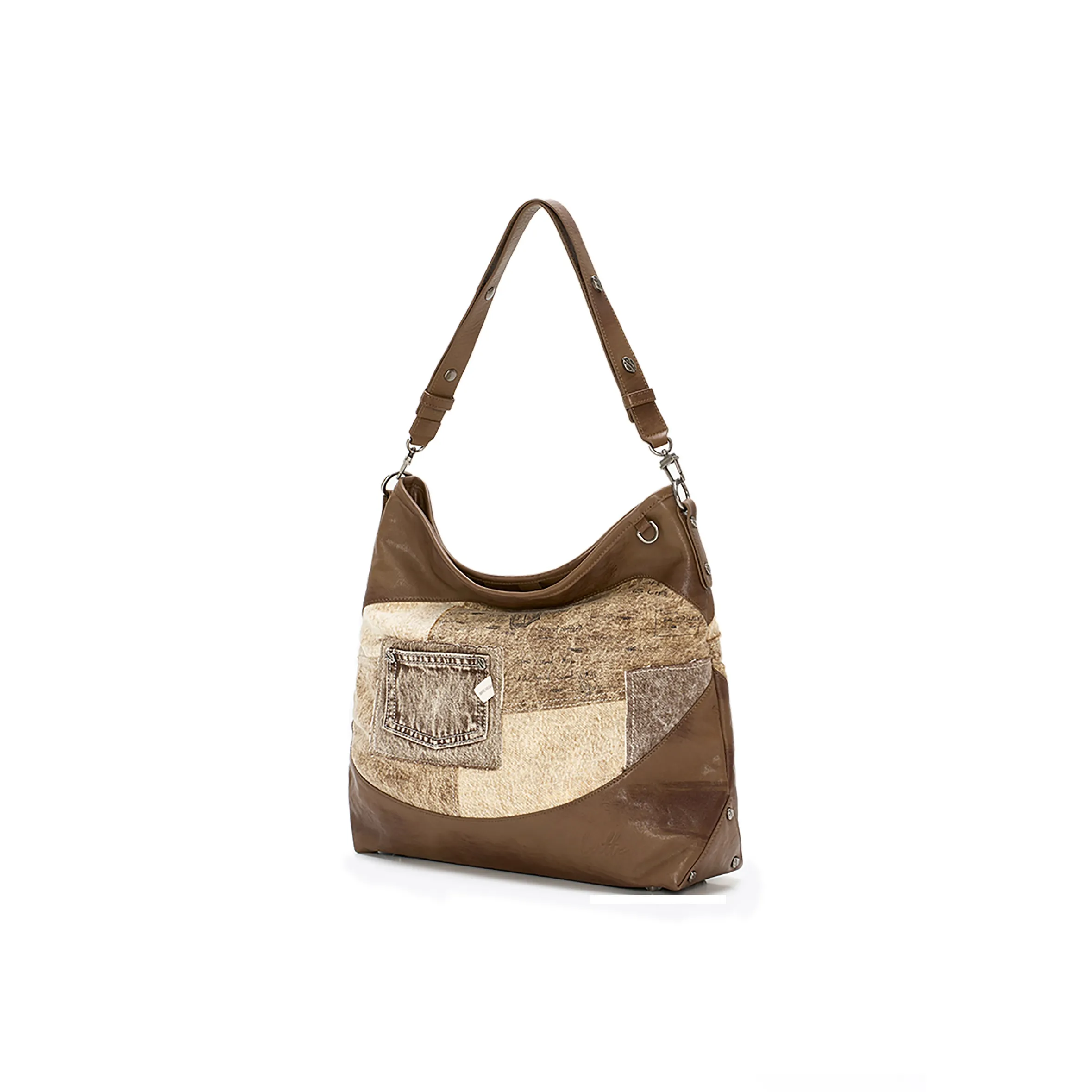 BREAKDANNY Выстиранный деним Хобо Сумка Сумка через плечо Средняя Женская Латте