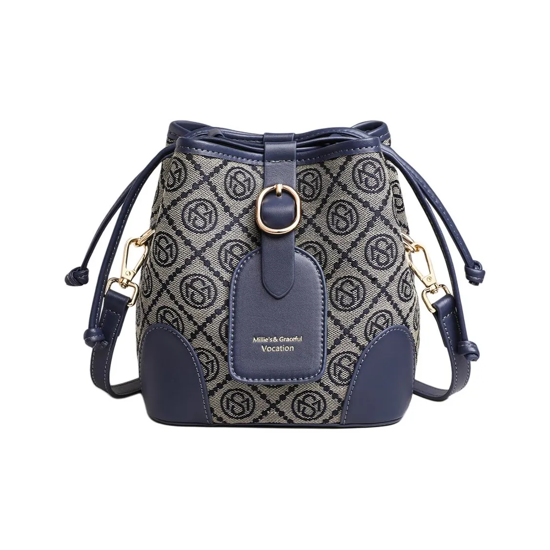 MILLIE'S Ткань Синтетическая кожа Сумка-ведро Сумка через плечо Обычная Женская Синяя