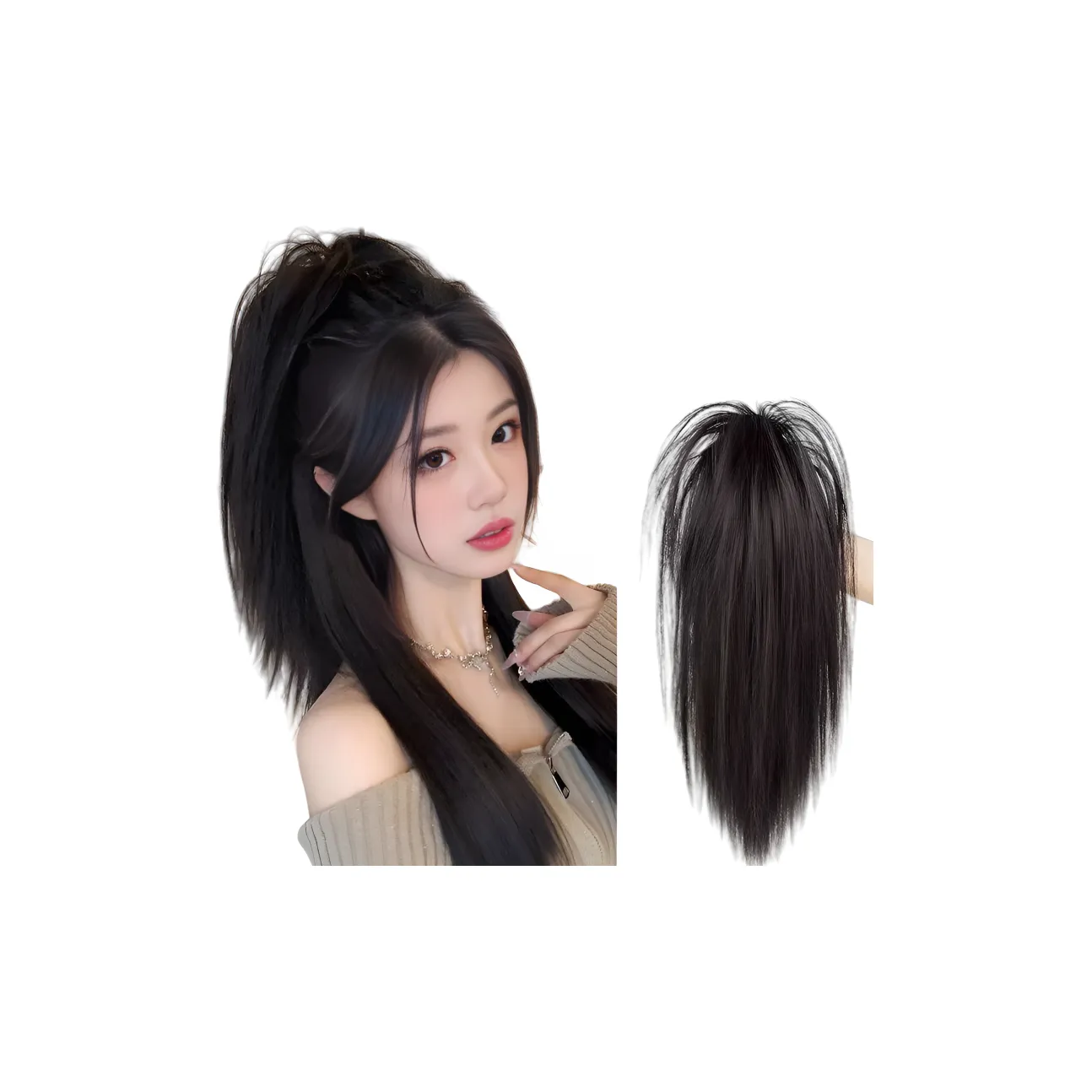 Mousse Na Claw Clip Fountains Straight Hair Парики Для Женских Высокая Температура Пряжа Твистик