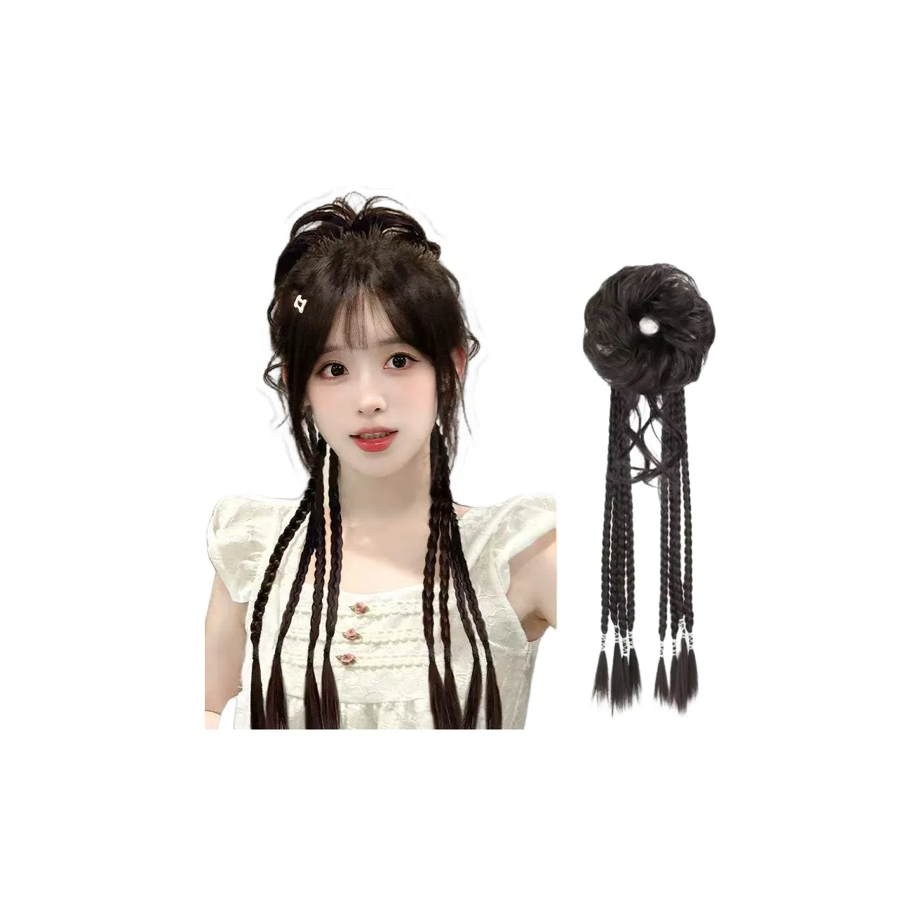 Mousse Na Женская Перука Nest Braid Change Стайлинг для Длинных Волос Искусственные Волосы Высокая Температура Пряжа TWISTED Косичка