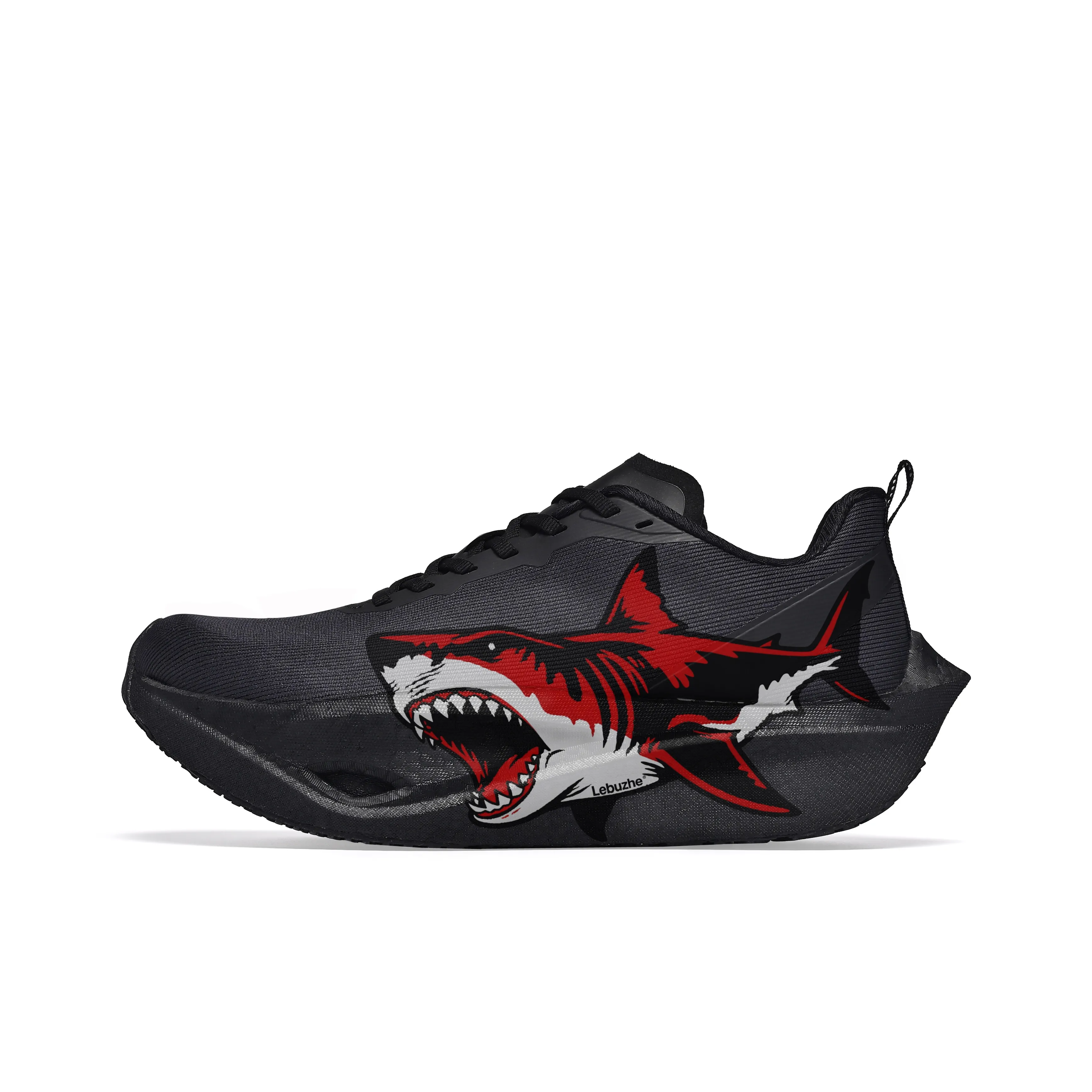 LEBUZHE Беговые кроссовки Низкий Верх Черный Fury Shark Унисекс
