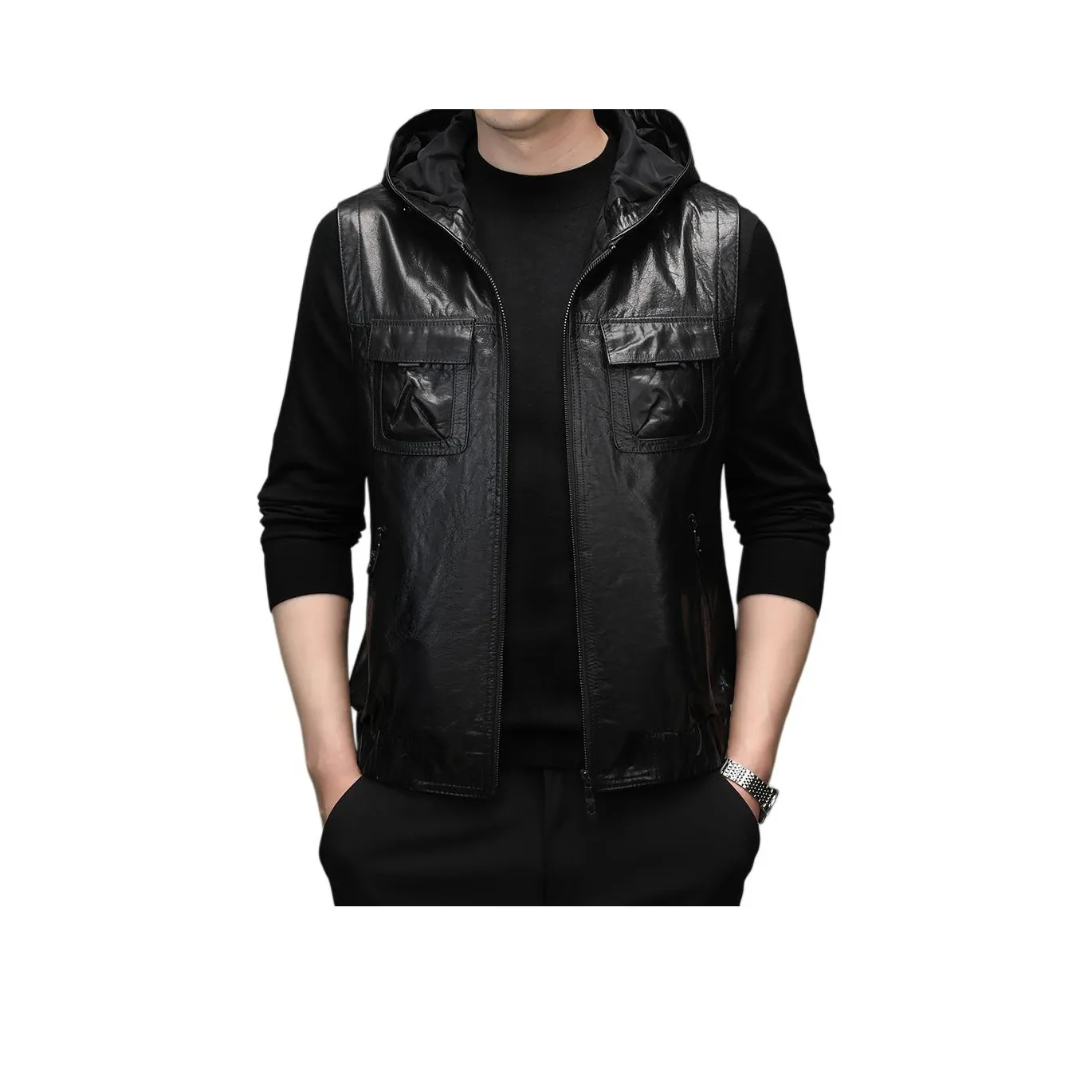 H YXIANG Кожа Куртка Унисекс Женская