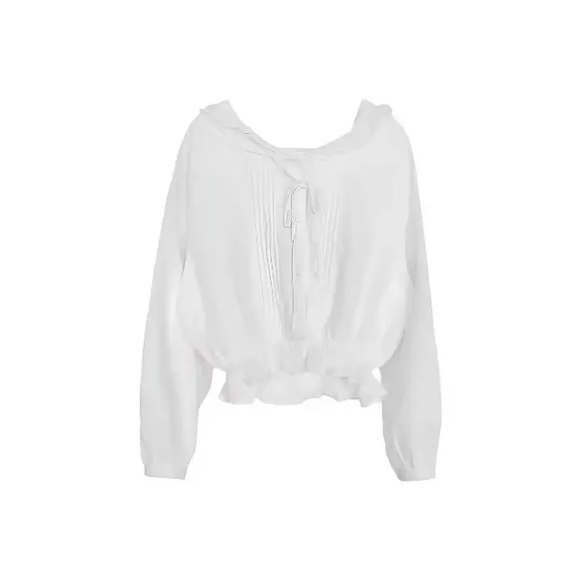 SNZX Белый Кружево Украшения Рубашка Женская Рубашка