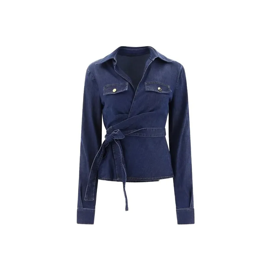 Leather Cat Джинсовый синий Женские Рубашки