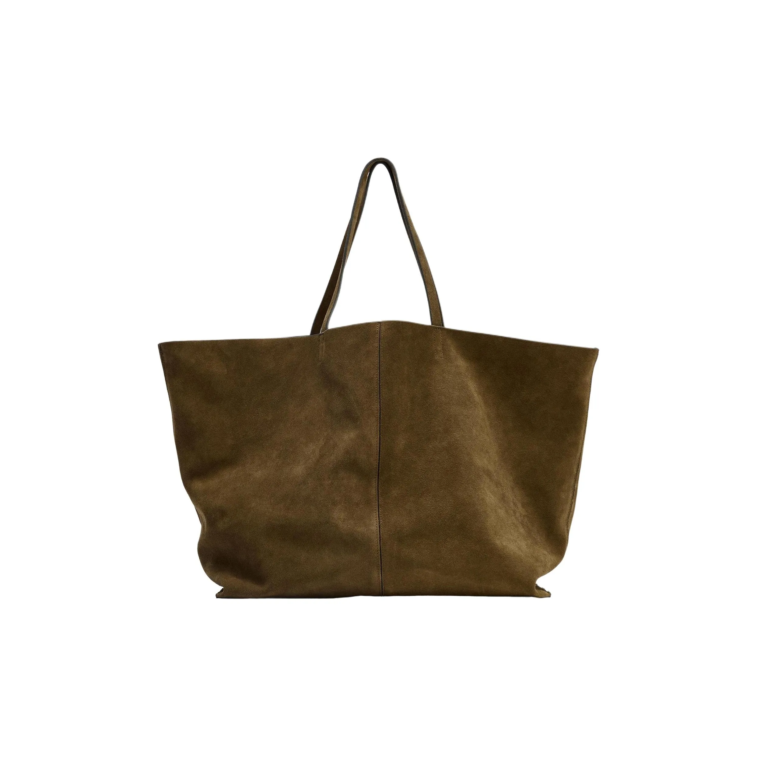 ZARA Коровья кожа Тоут Сумка Сумка для покупок Сумка Женская Хаки зеленый