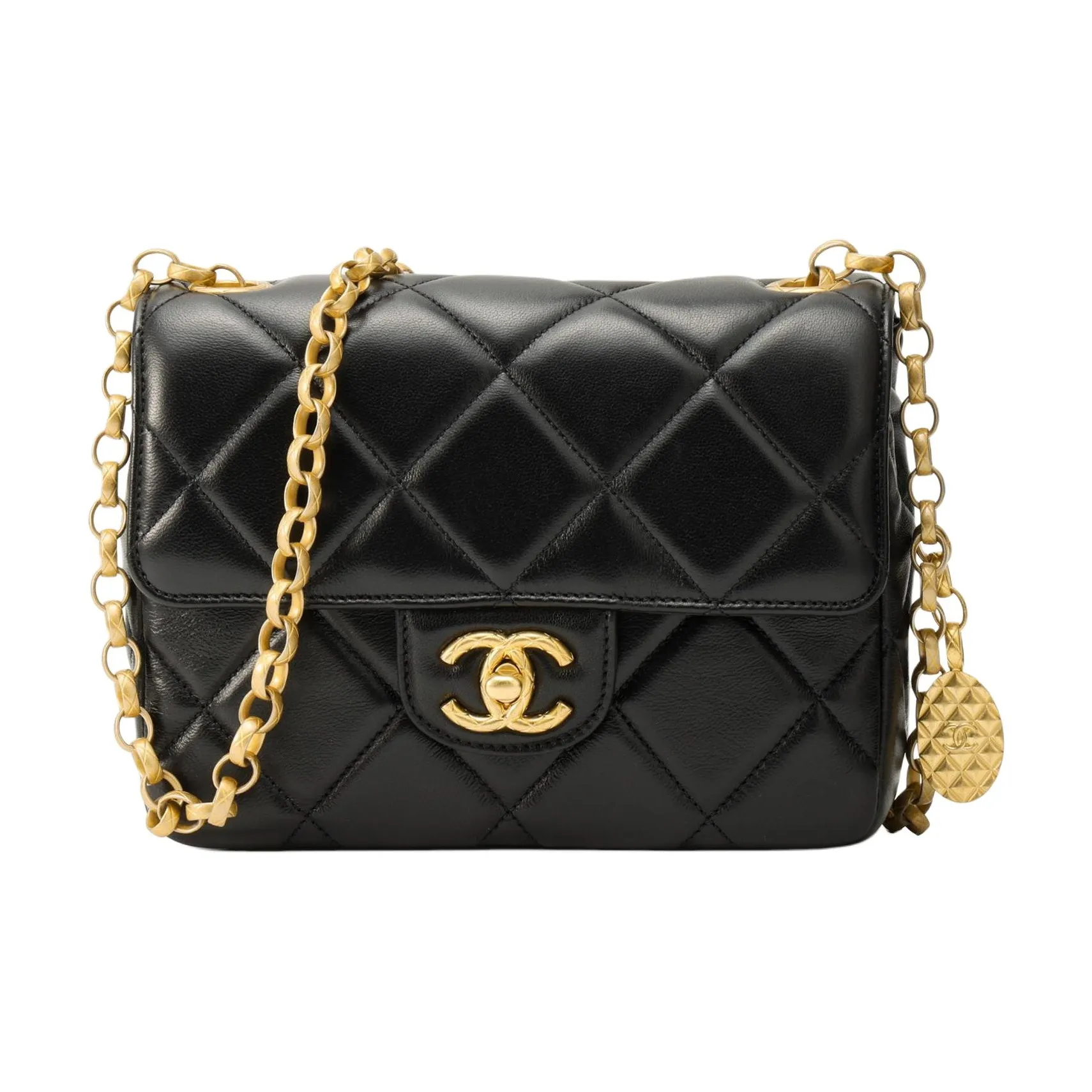 CHANEL Lambskin Shoulder Bag, Crossbody Bag Mini Women's Black