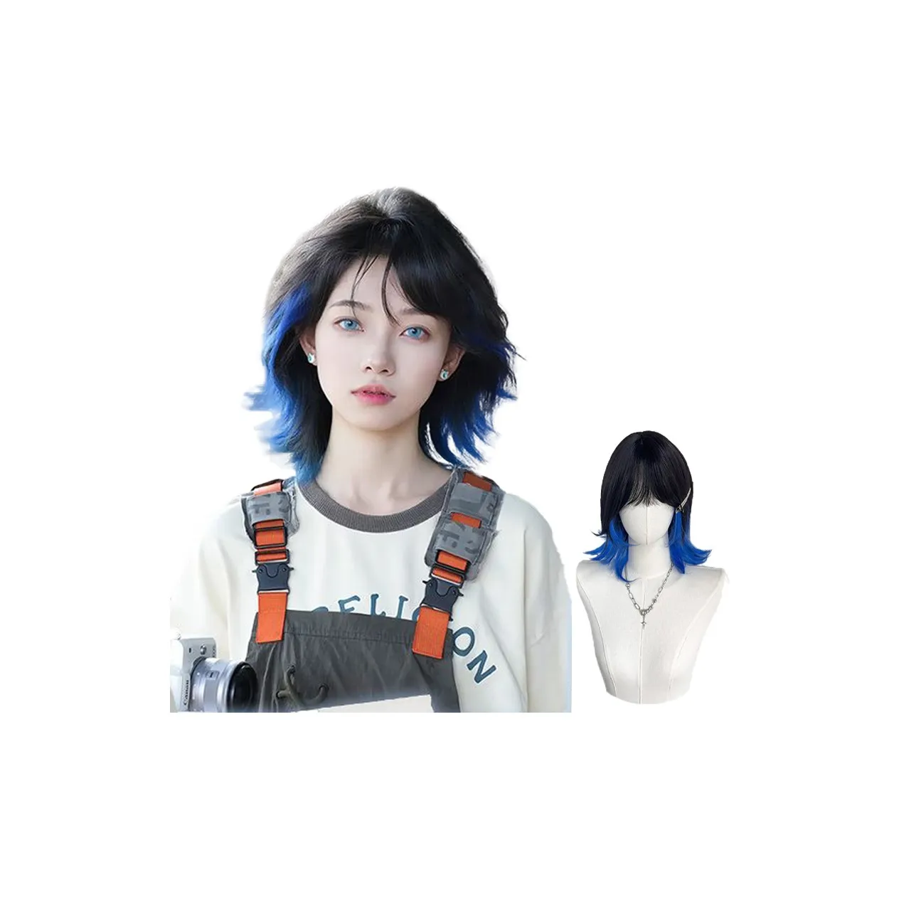 GLUNA Волк Ласточкин хвост Mullet Голова Мужская Перука Омбре Градиентный Юность Позиционирование Стиль