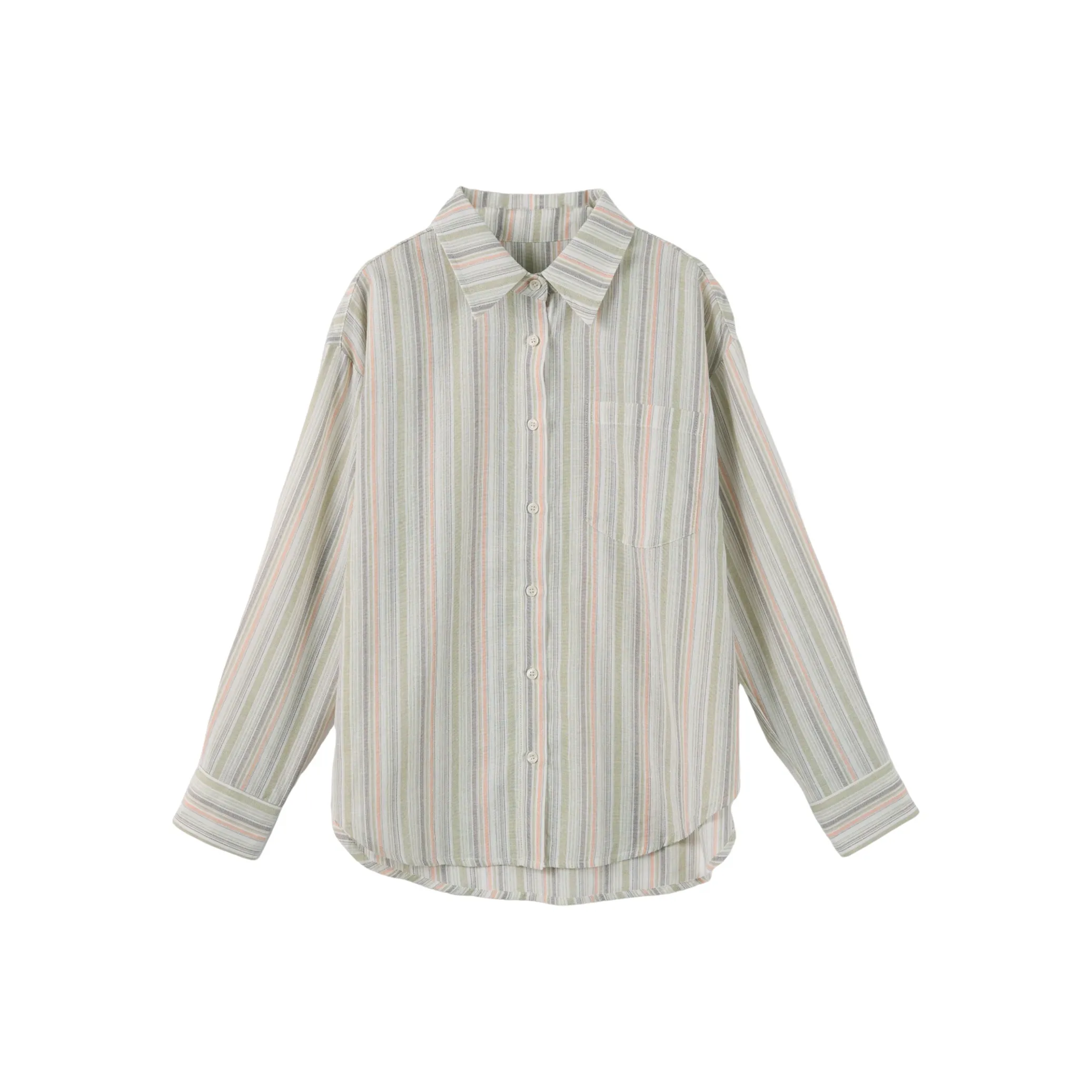 Cypress House Оранжевый/Зеленый Полосы Женские Рубашки