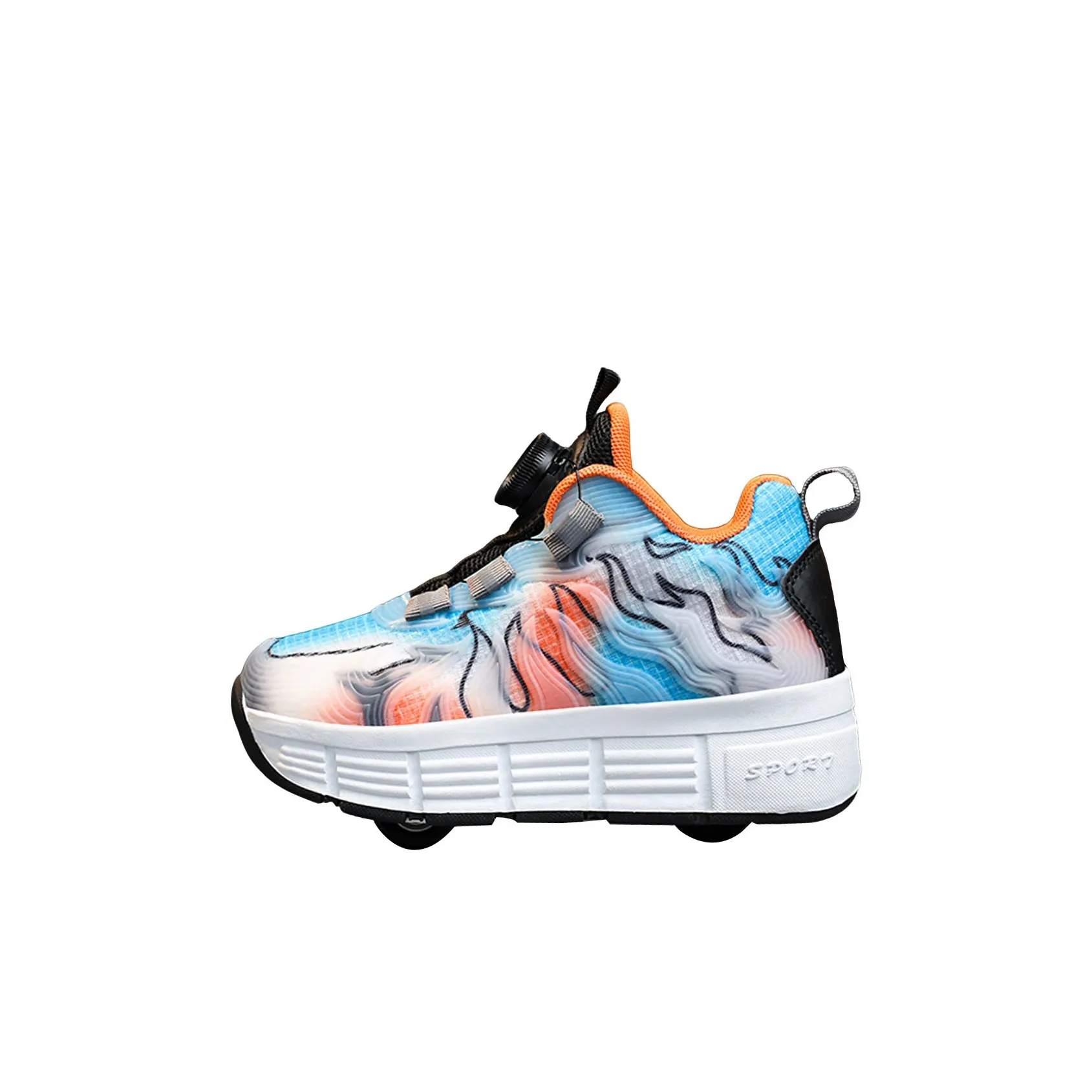 Genius Pooh Легкий Амортизирующий и Дышащий Дизайн Низкий Топ Детская Роликовая Обувь Белый Синий