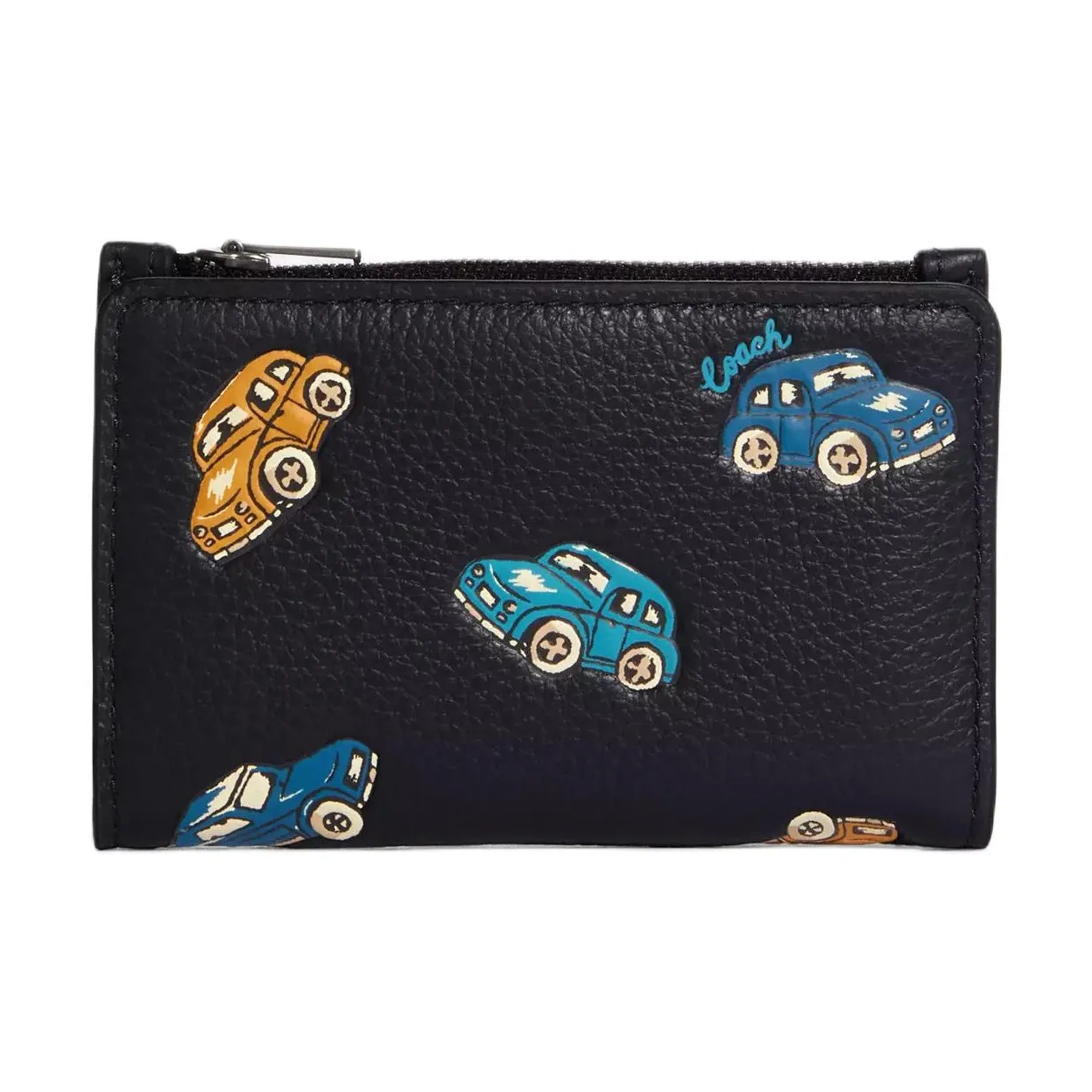 COACH Leather Coin Purse Card Holder, Wallet Unisex Black
