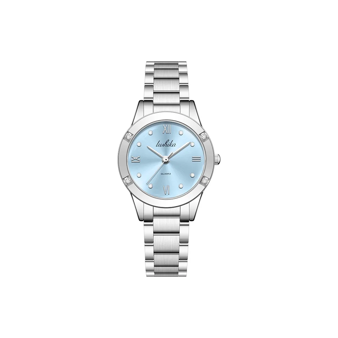 Lushika Кварцевый механизм ремешок из нержавеющей стали женские часы синий циферблат