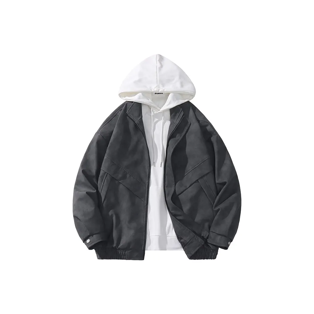 BRUMAIRE Leather Jacket Unisex Black Gray Color
