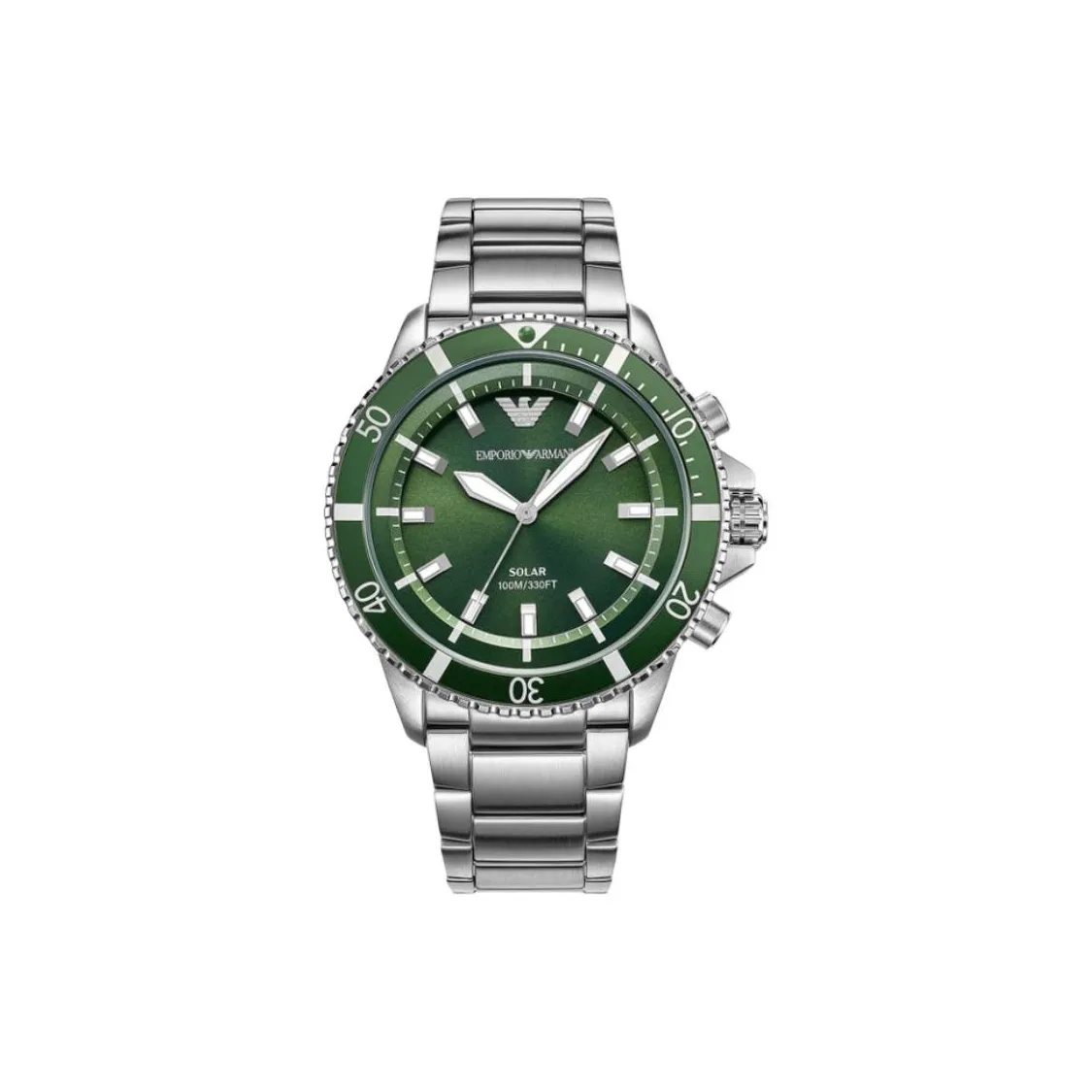 EMPORIO ARMANI Мужские часы Солнечный кварцевый механизм ремешок из нержавеющей стали 42 мм зеленый циферблат