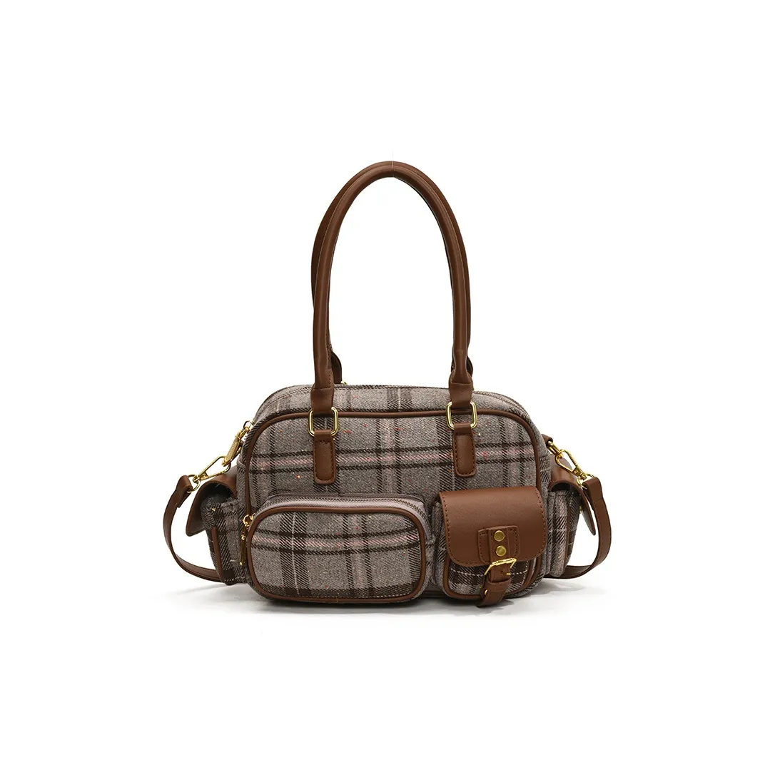 MINLUBAOLUO ПУ (полиуретан) Сумка-ланчбокс Подмышечный Сумка на плечо Женская Коричневый Розовый