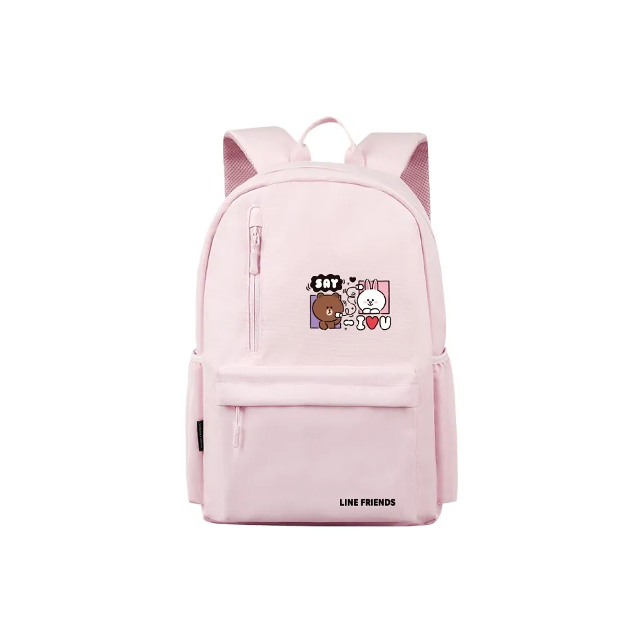 LINE FRIENDS Brown Bear Connie Rabbit Полиэстер Рюкзак Стандартный Женский Розовый