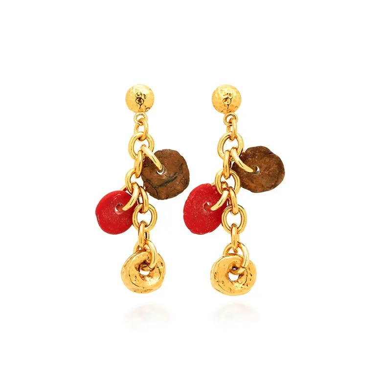 GIOVANNI RASPINI Серьги из стерлингового серебра 925 пробы с золотым покрытием женские золотые красные
