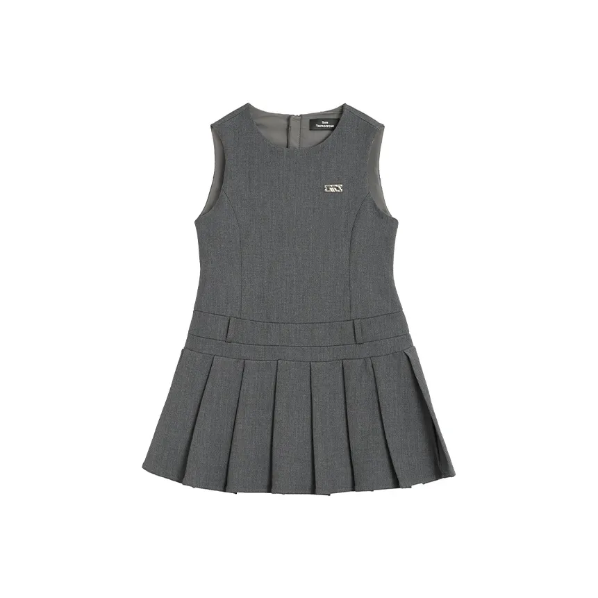 SUNTOMORROW Платье 2025 Осенне-зимний Dou Kou Зеленый Цветочный дизайн Серый Mikachi Подростки