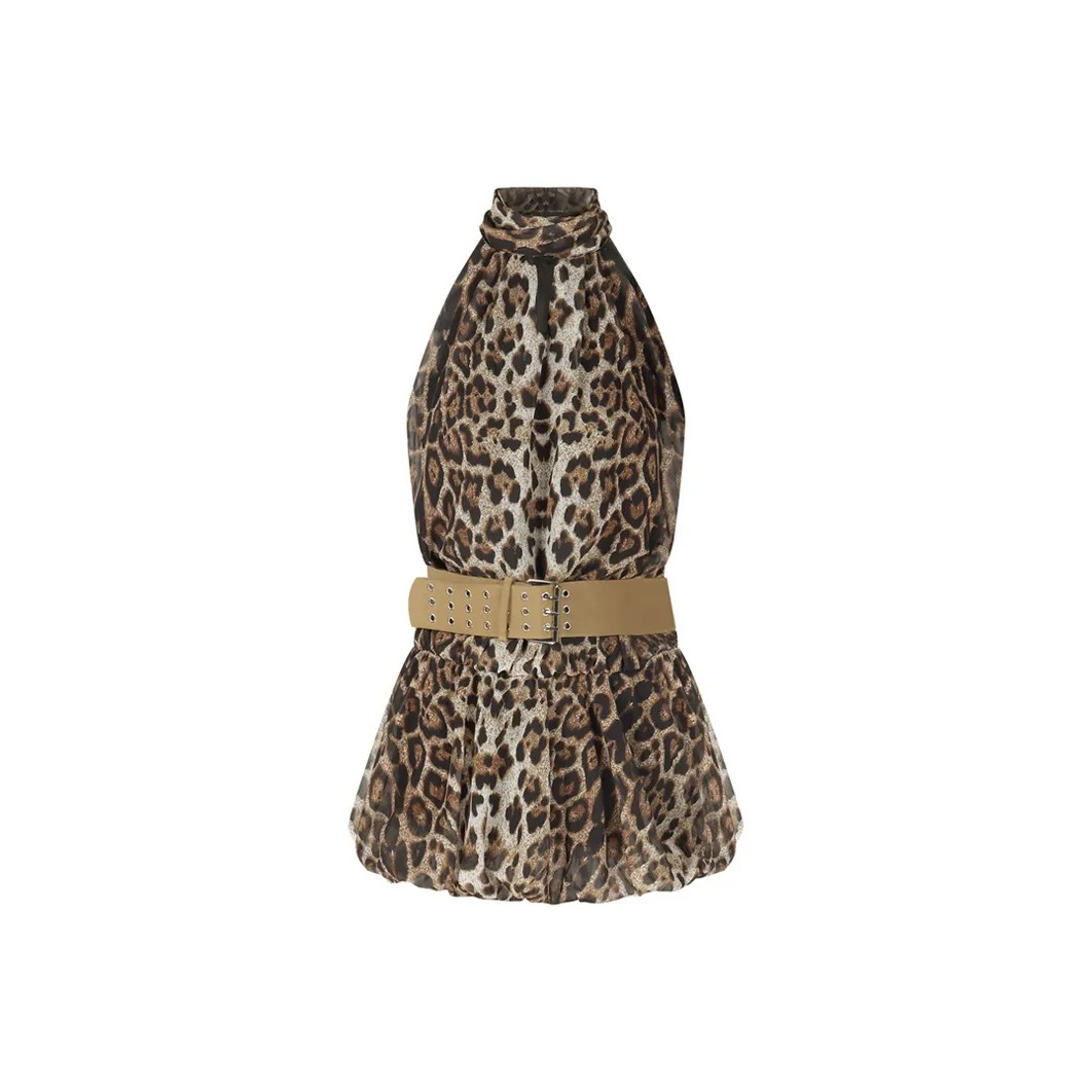 BVODE Леопардовый принт Женские Платья без рукавов