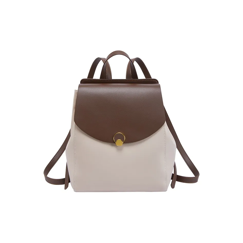 Narandu Рюкзак из коровьей кожи с синтетической кожей большой женский белый и кофейный