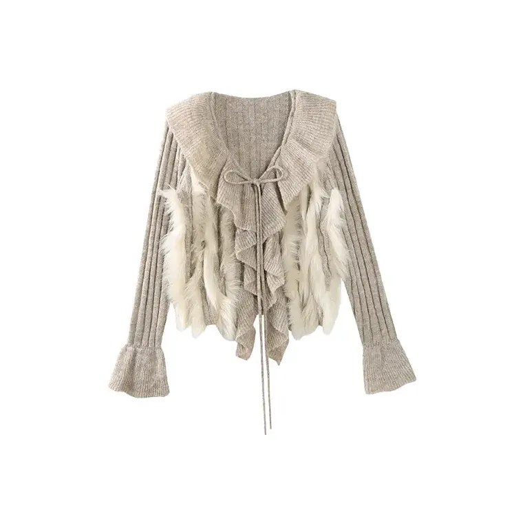 ETSE Свитер Куртка Женские Меховые изделия