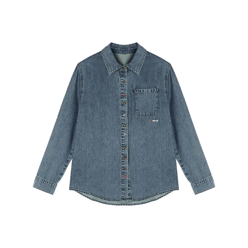 XIANGYING Джинсовый синий Женские рубашки