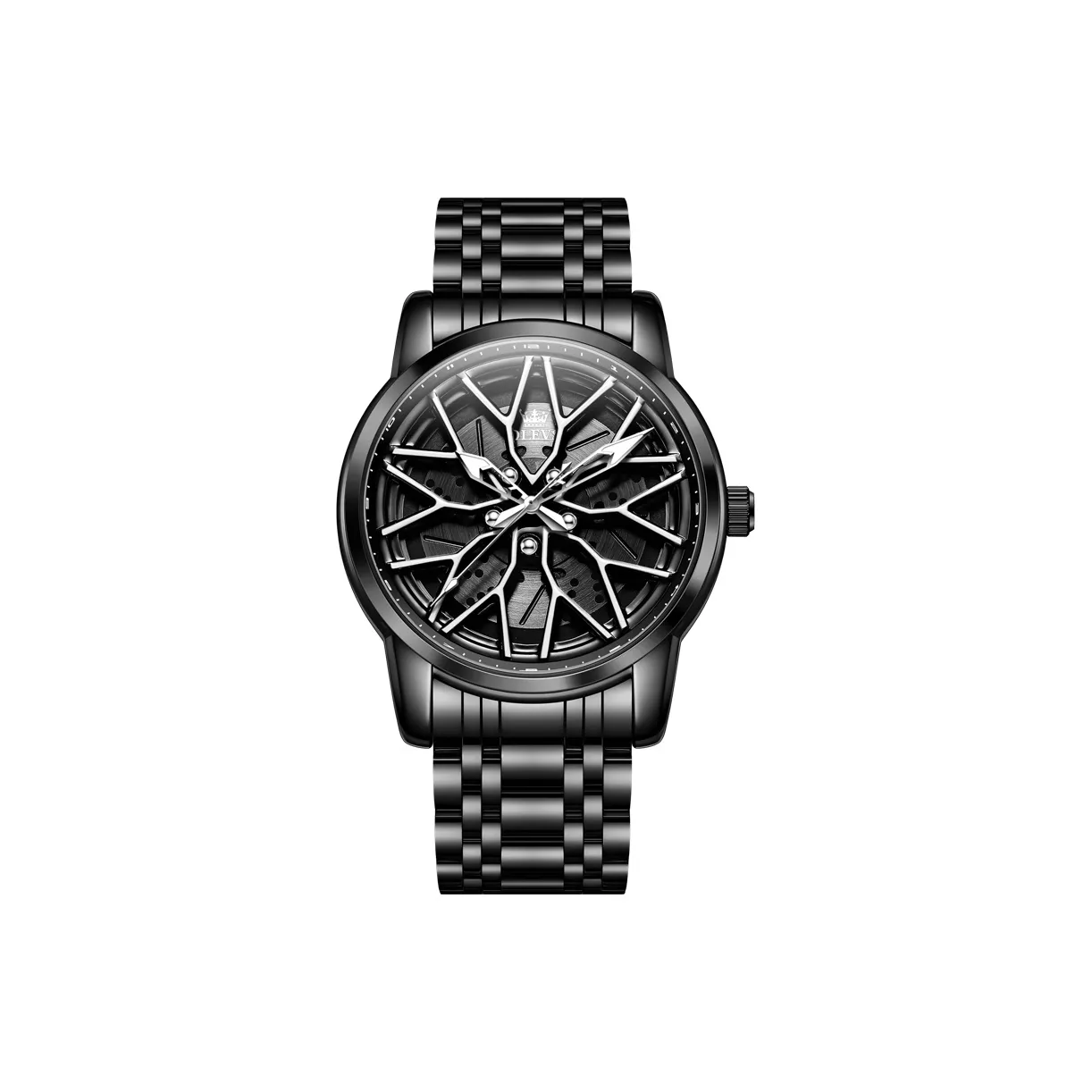 OLEVS Кварцевый механизм ремешок из нержавеющей стали мужские часы белый циферблат