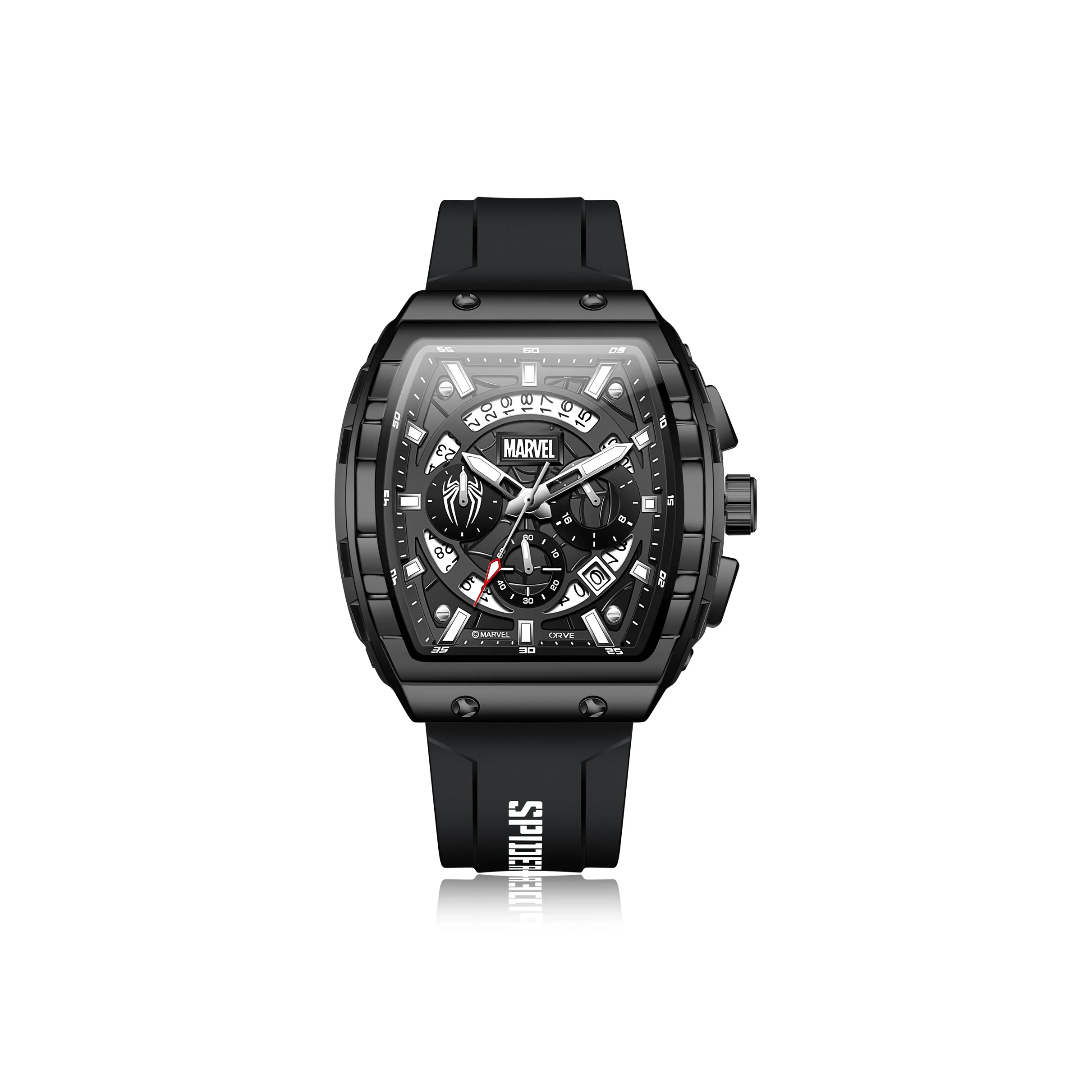 MARVEL The Avengers Series Кварцевый механизм Силиконовый ремешок Часы Мужские Черный циферблат