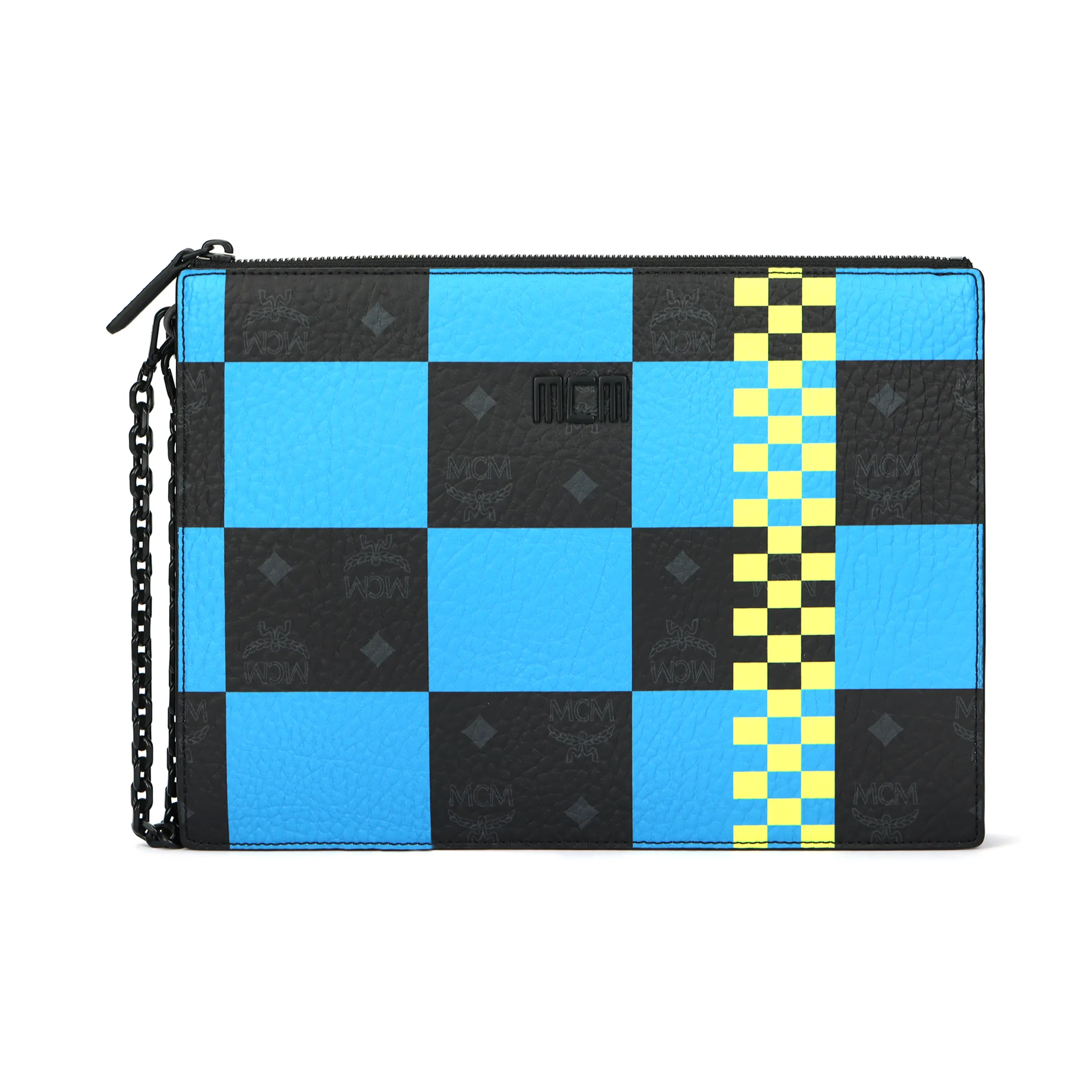MCM Холст и Кожа Комбинированный Клатч Стандартный Женский Синий Черный