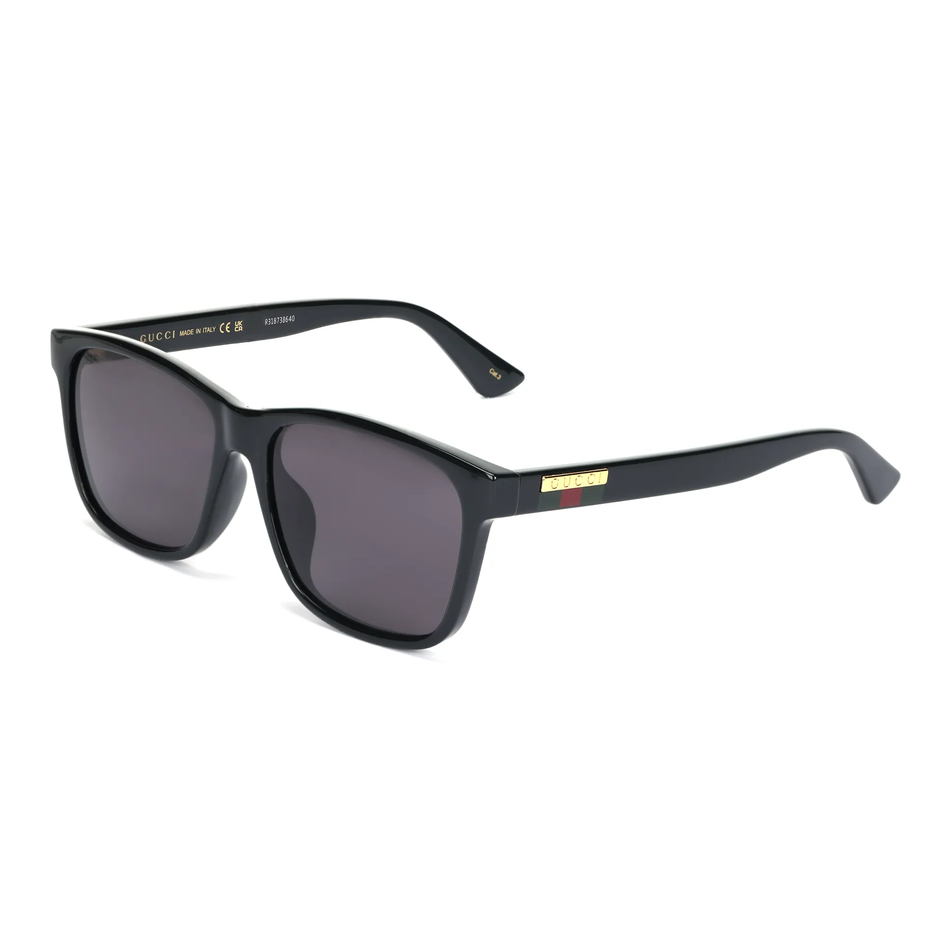 GUCCI Vintage Logo Plaque Acetate Frame Round Sunglasses Men's Black