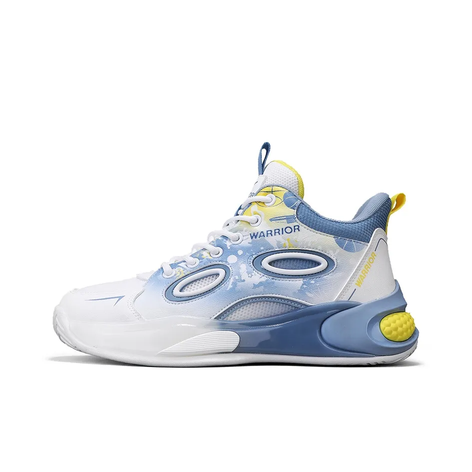 Warrior Аbrasion Resistant Дышащий Увеличение Высоты MID Баскетбольные Кроссовки Мужской Белый Синий Серый Желтый