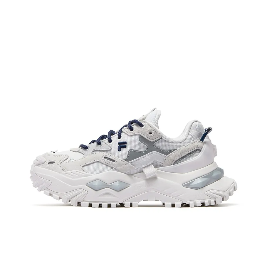 FILA FUSION Бьянко Снег Topped Магнолия визуально увеличивает рост Низкий Топ Толстоподошвенные кроссовки Женские Аромат Снег Космическое серебро