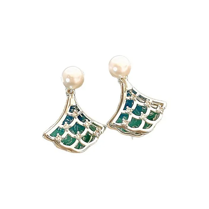 Drejew Alloy Glass Faux Pearl Earrings Women's