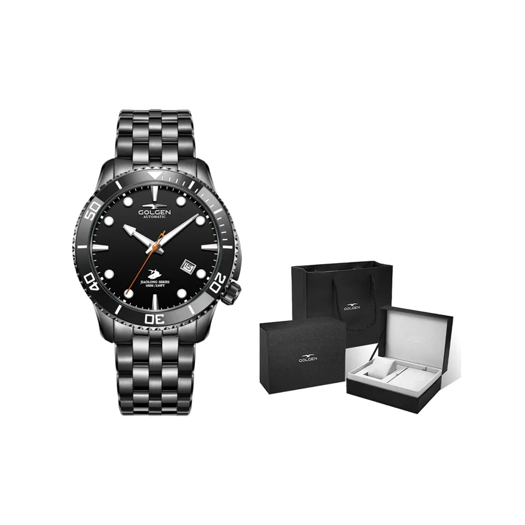 GOLGEN Auger Collection Mechanical Movement Stainless Steel Watchband Watch Men's Watches Blue Dial