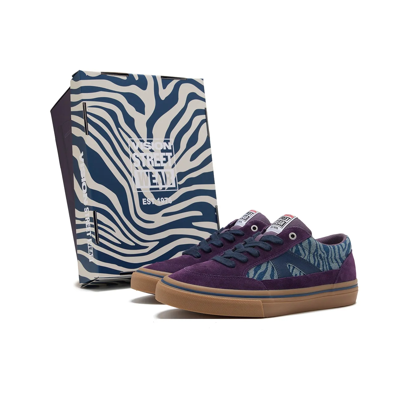 Vision Street Wear Stick Low Топ Кроссовки для скейтбординга Унисекс Зебра Джинсовый синий С принтом