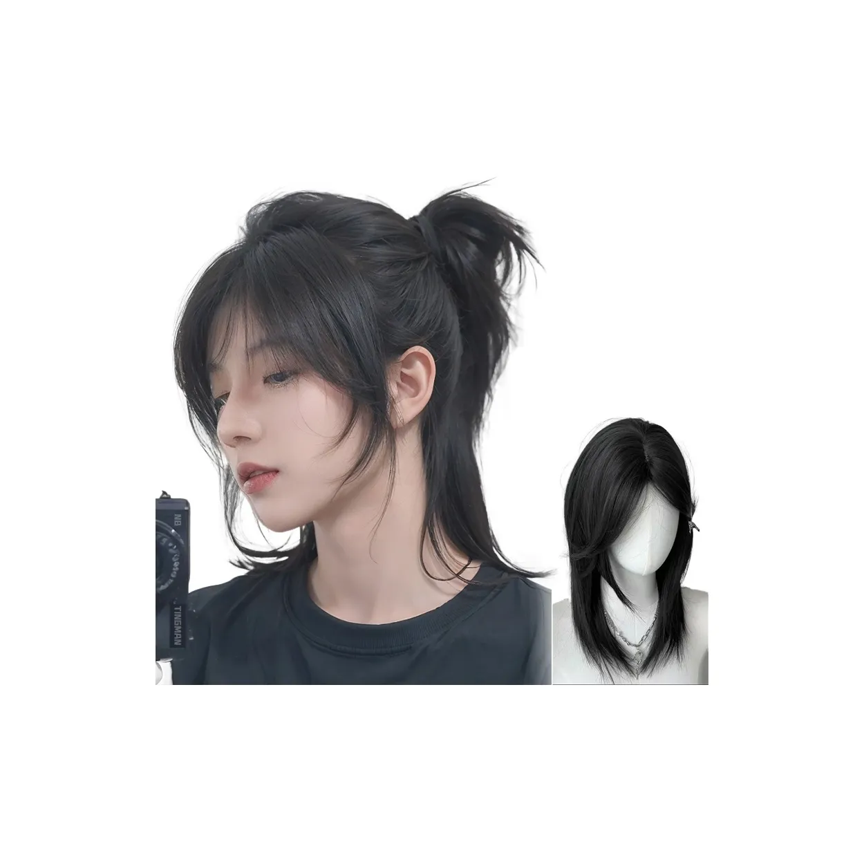 YOSEE Волк Ласточкин хвост Mullet Голова Мужская Перука Японский стиль Мужская Полу-задний Укладка Самурайская Стрижка