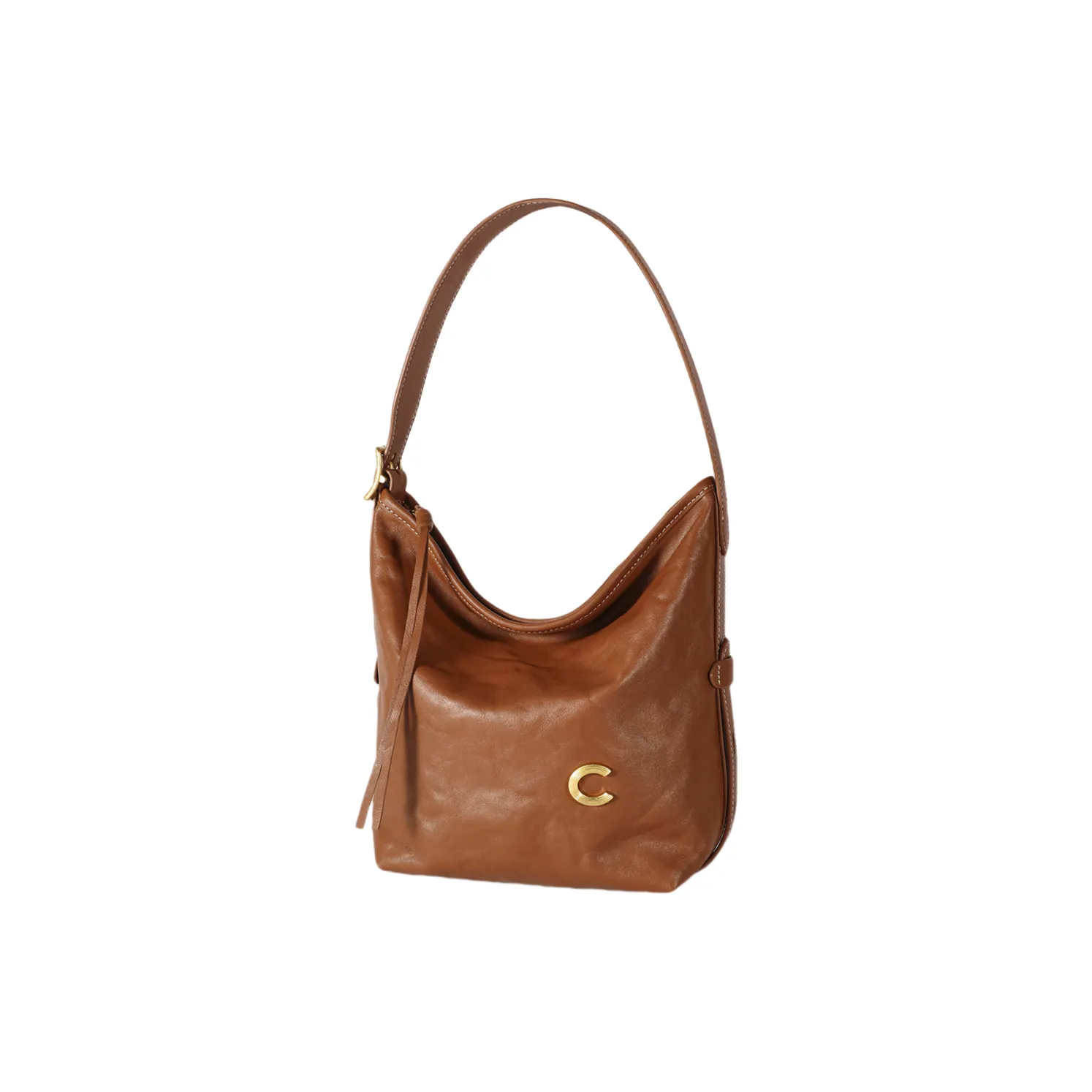 CASSILE Растительное дубление крупнозернистая текстура коровья кожа сумка на плечо средний размер женский карамельно-коричневый