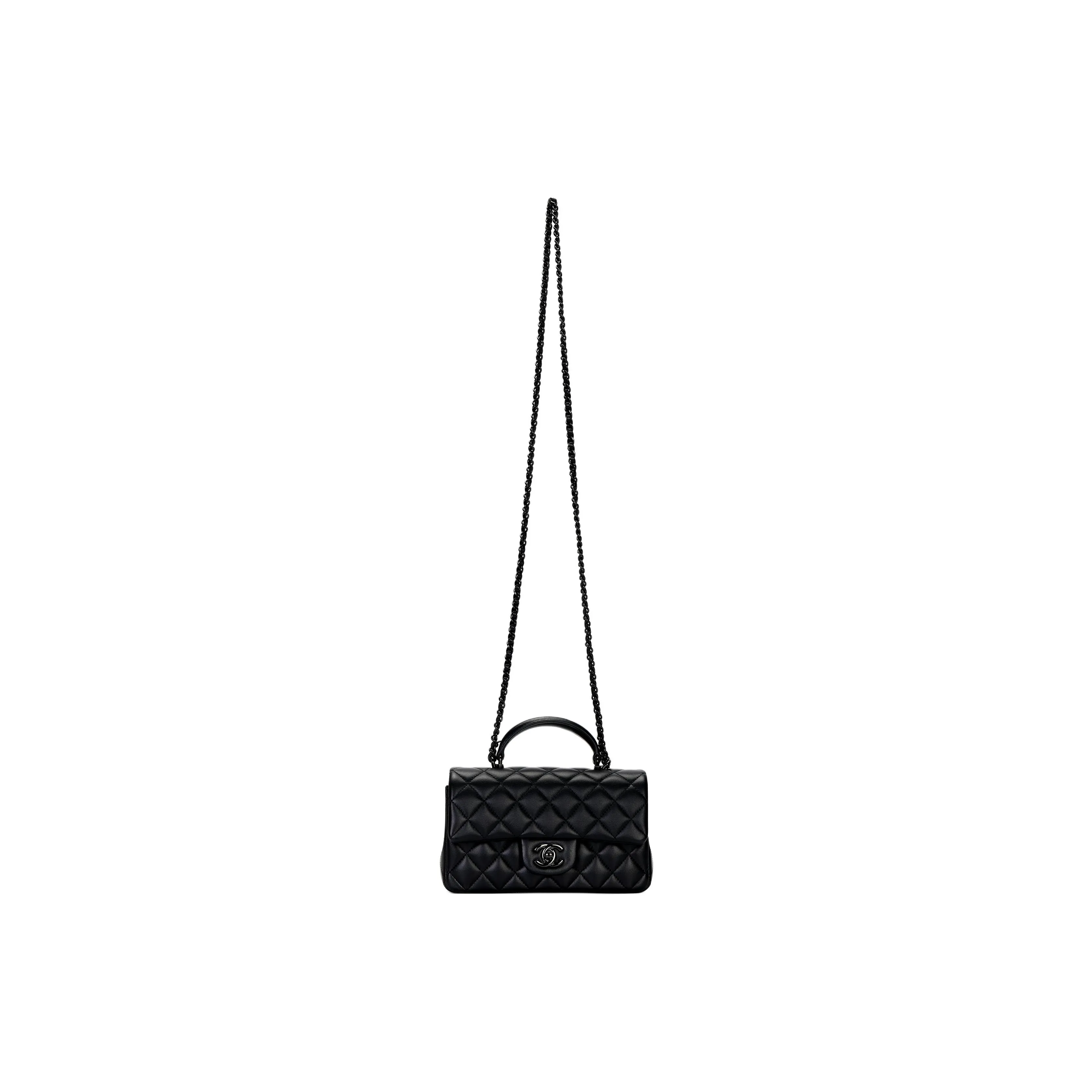 CHANEL Classic Flap CF Leather Crossbody Handbag Women's Black