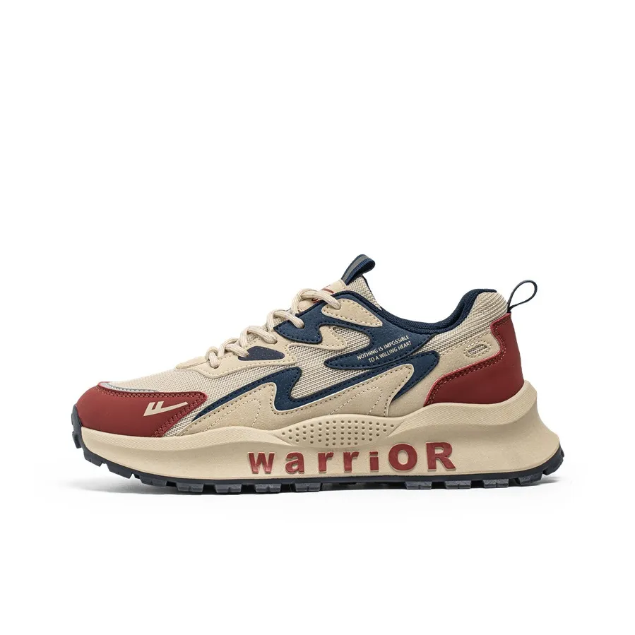 Warrior противоскользящие и износостойкие увеличивающие высоту низкие топовые кроссовки с толстой подошвой мужские бежево-красные темно-синие