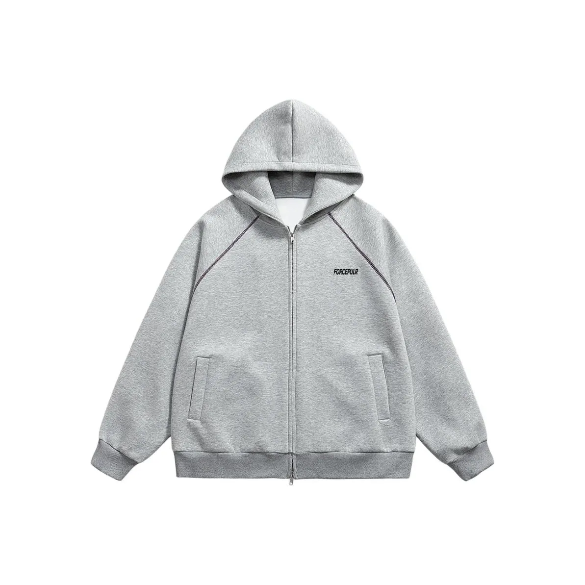 FORCEPULR Длинный рукав с капюшоном трикотажная ткань молния кардиган свитшот пальто унисекс