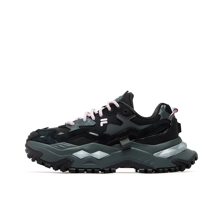 FILA FUSION Бьянко Colored Черный Sugar Dirty Кофе визуально увеличивает рост Толстоподошвенные кроссовки Женские Черно-серый