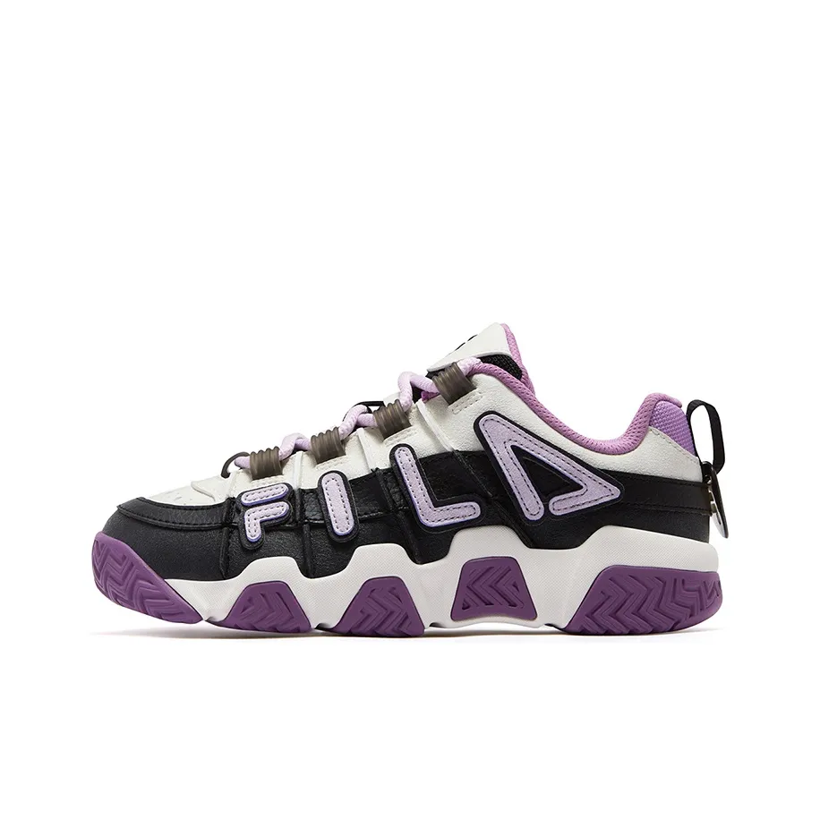 FILA FUSION Barricade Пухлые туфли Низкие Баскетбольные кроссовки Женские Черный Снег