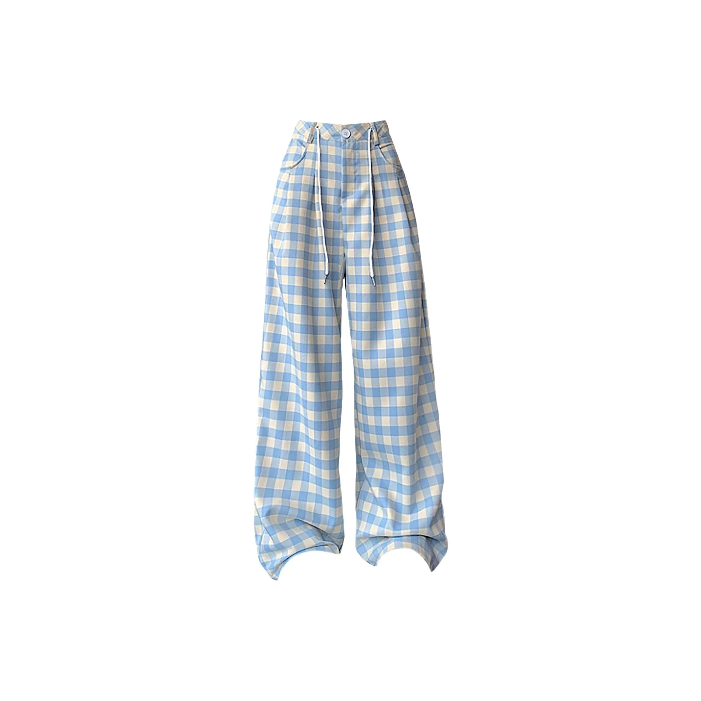 ZYKY Синие Белые Клетчатые Унисекс Повседневные Штаны