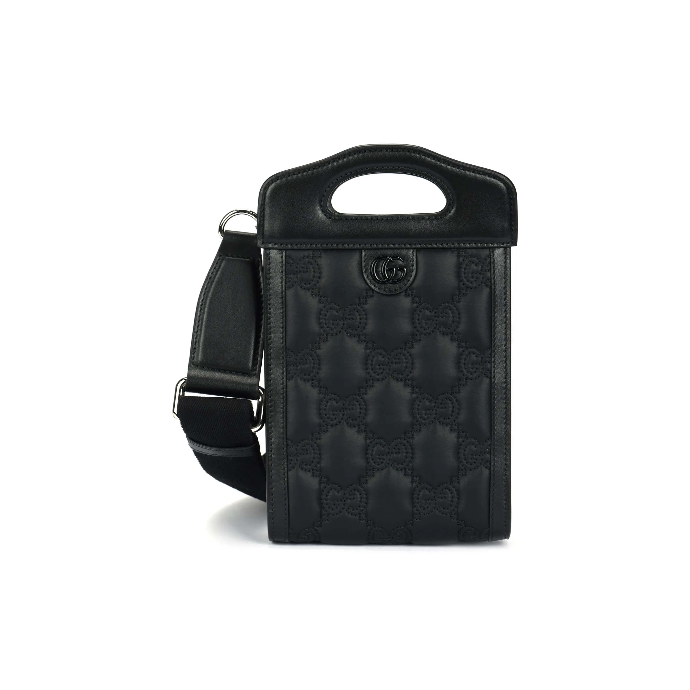 GUCCI GG Matelassé Leather Tote Cell Phone Pouch Crossbody Bag, Handbag Mini Women's Black