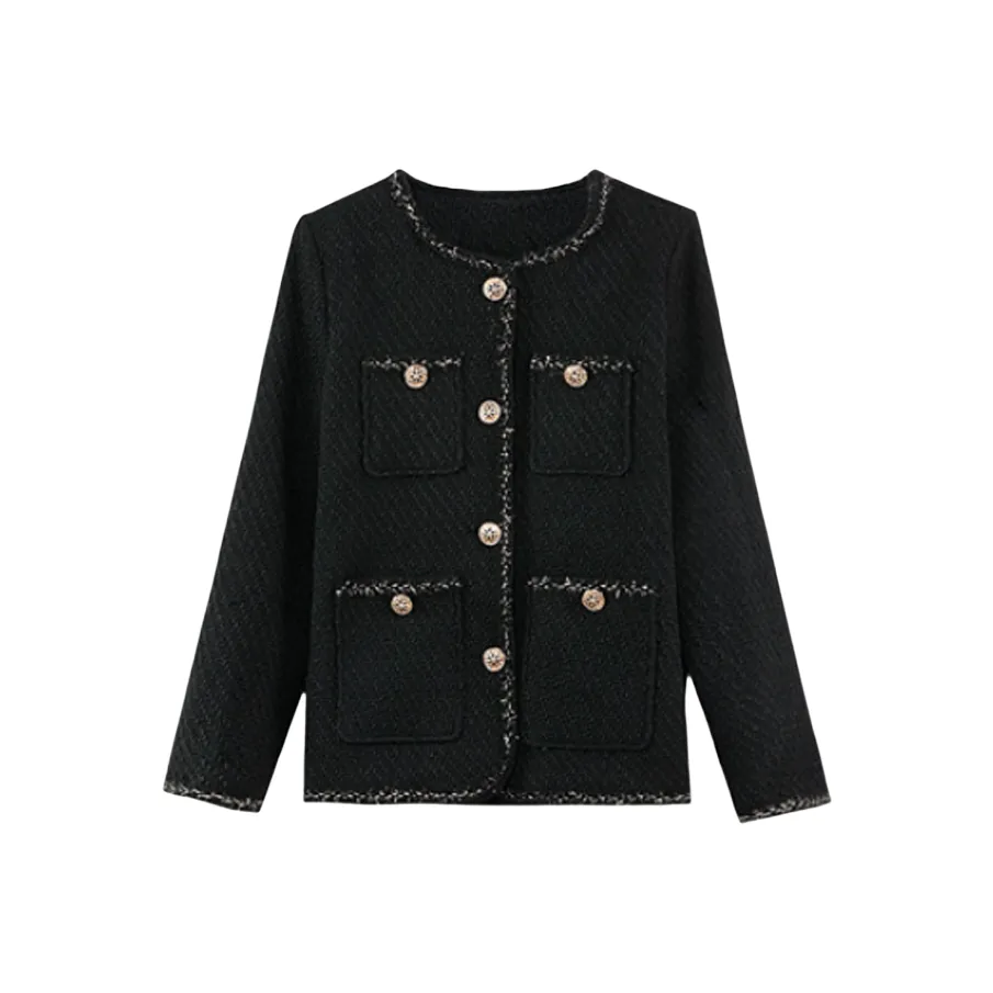 AFGGD Черное Женское Короткое Пальто