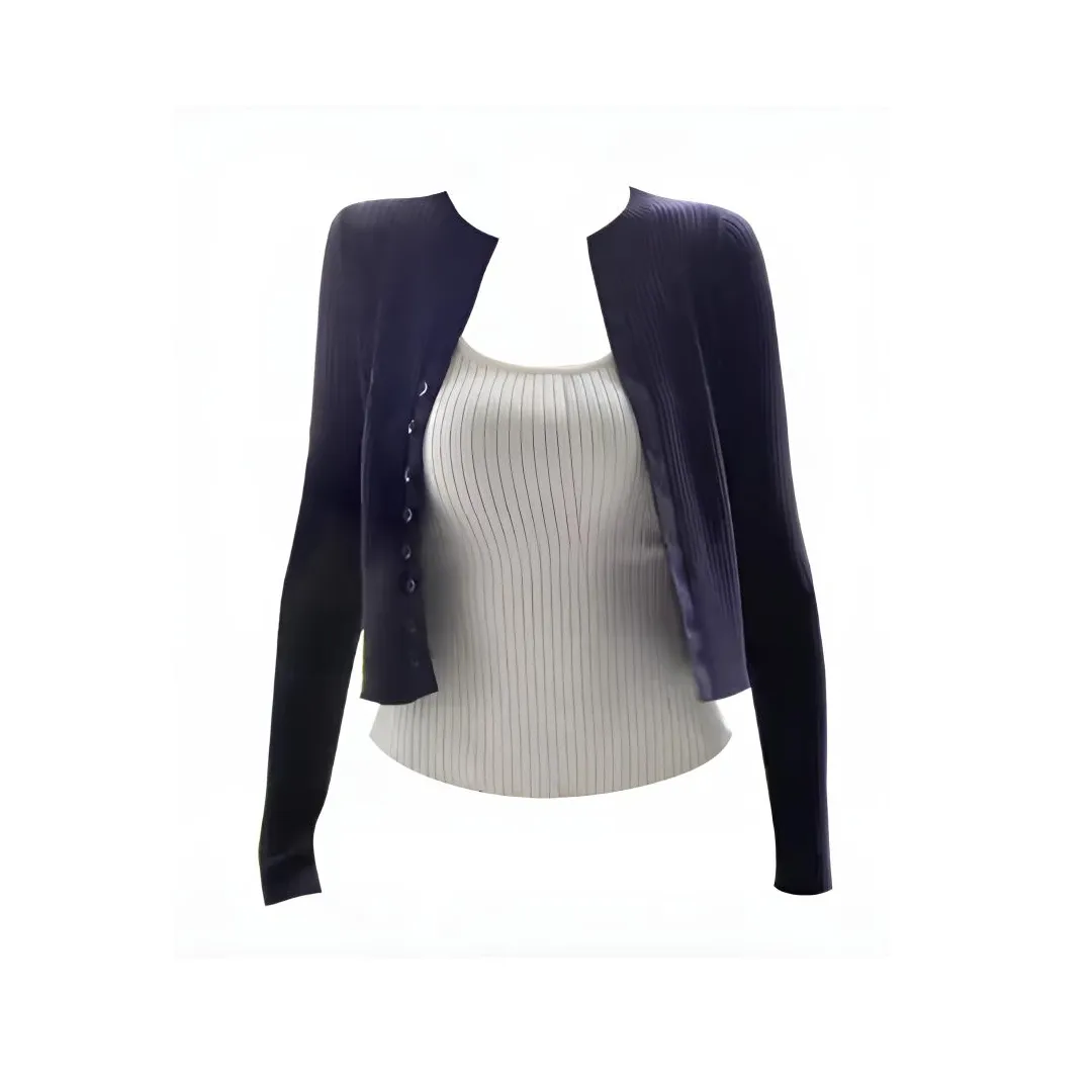 NATHANIA Темно-синий кардиган + Белый топ на бретелях комплект одежды женский трикотаж